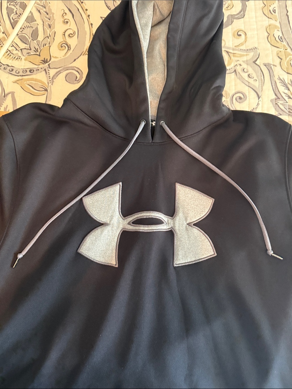 Under Armour Mens Black Hoodie with Silver Logo